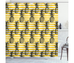 Modern Pineapple Motif Shower Curtain