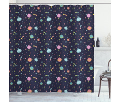 Alien Planets Asteroid Shower Curtain