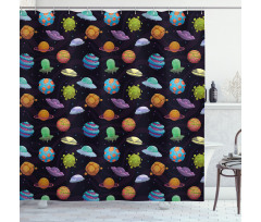 UFOs and Abstract Planet Shower Curtain