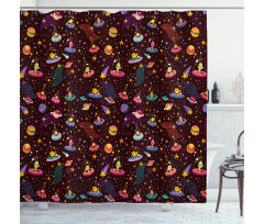 Alien Planets and UFOs Shower Curtain