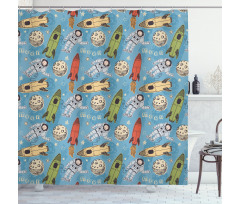 Astronauts with Rockets Shower Curtain