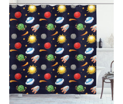 Cosmos with Sun Planets Shower Curtain