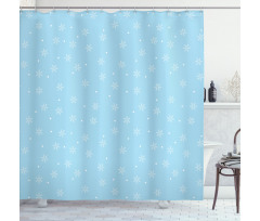 Soft Snowfall on Blue Shower Curtain