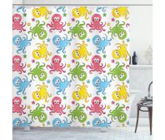 Cheerful Ocean Animals Shower Curtain