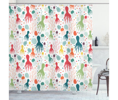 Ocean Wildlife Theme Shower Curtain