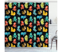 Funny Sea Characters Shower Curtain