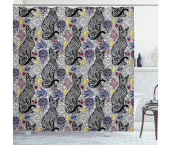 Vintage Mystical Cat Shower Curtain