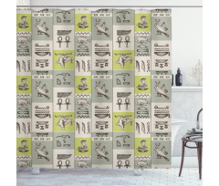 Hieroglyphs Animals Shower Curtain