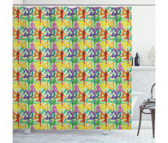 Colorful Poses Eastern Asia Shower Curtain
