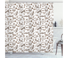 Cartoon Kitten Posture Shower Curtain