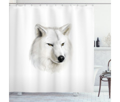 White Canine Head Mammal Shower Curtain