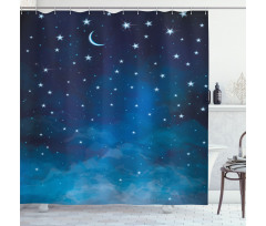 Night Time with Moon Star Shower Curtain