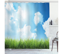 Sunny Day Grass Clouds Shower Curtain