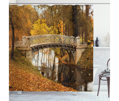 Old Bridge in Fall Forest Shower Curtain