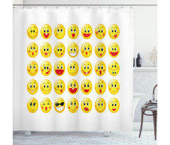 Funny Yellow Round Heads Shower Curtain