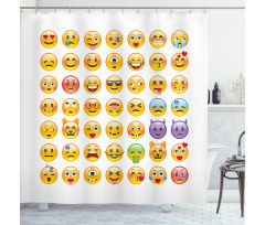 Many Emoticons Aliens Shower Curtain