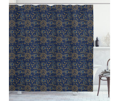 Vintage Doodle Style Star Shower Curtain