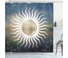 Celestial Body Silhouettes Shower Curtain