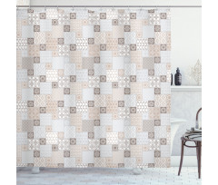 Oriental Checkered Motif Shower Curtain