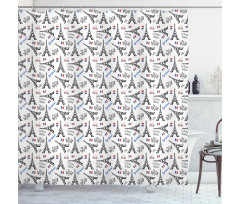 French Doodle Art Shower Curtain