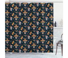 Skull Sombrero Chili Shower Curtain