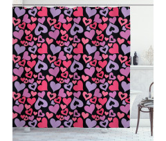Pinkish Hearts Valentines Shower Curtain