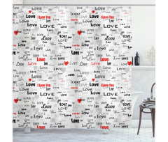 Calligraphy Hearts Stars Shower Curtain