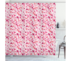 Pinkish Curls Soft Hearts Shower Curtain