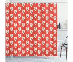 Hipster Hearts Valentines Shower Curtain