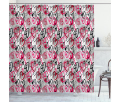 Romantic Random Hearts Shower Curtain