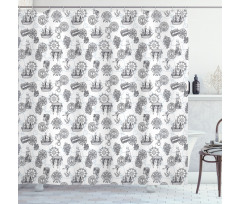 Sailing Boat Pattern Shower Curtain