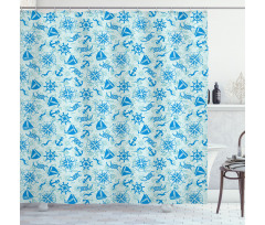 Nautical Seagull Knot Shower Curtain