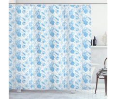 Seashells Marine Motifs Shower Curtain