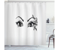 Feather Butterfly Woman Shower Curtain