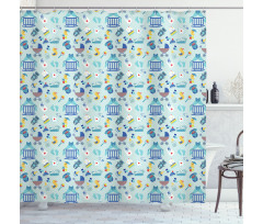 Crestcent Moon with Stars Shower Curtain