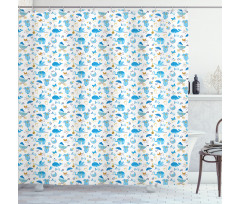 Stork Carrying a Baby Shower Curtain