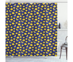Sleeping Moon at Night Time Shower Curtain