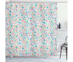 Floral Pattern Polka Dots Shower Curtain
