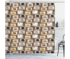 Patchwork Style Silly Faces Shower Curtain