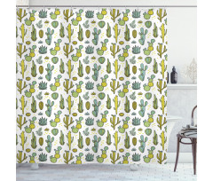 Tropical Foliage Motif Shower Curtain