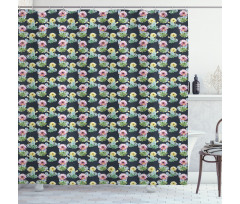 Foliage Watercolor Style Shower Curtain
