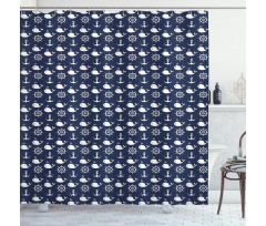 Maritime Anchor Whale Shower Curtain