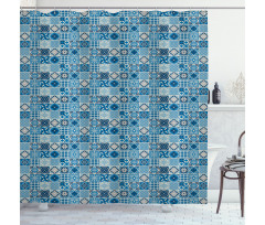 Grid Ornamental Squares Shower Curtain