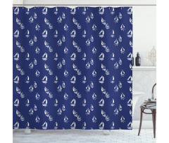 Sailing Yacht Doodle Shower Curtain