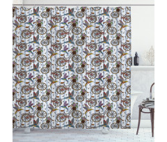 Nostalgic Flower Bird Shower Curtain