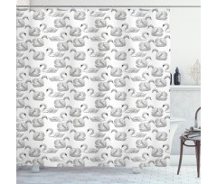 Sketch Art Waterfowls Shower Curtain
