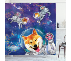 Astronaut Shibas in Space Shower Curtain