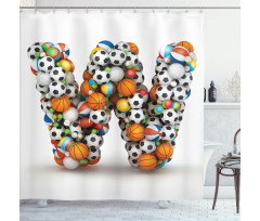 Sports Theme Balls Shower Curtain