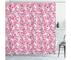 Doodle Kawaii Shower Curtain