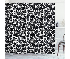 Grunge Black Skulls Shower Curtain